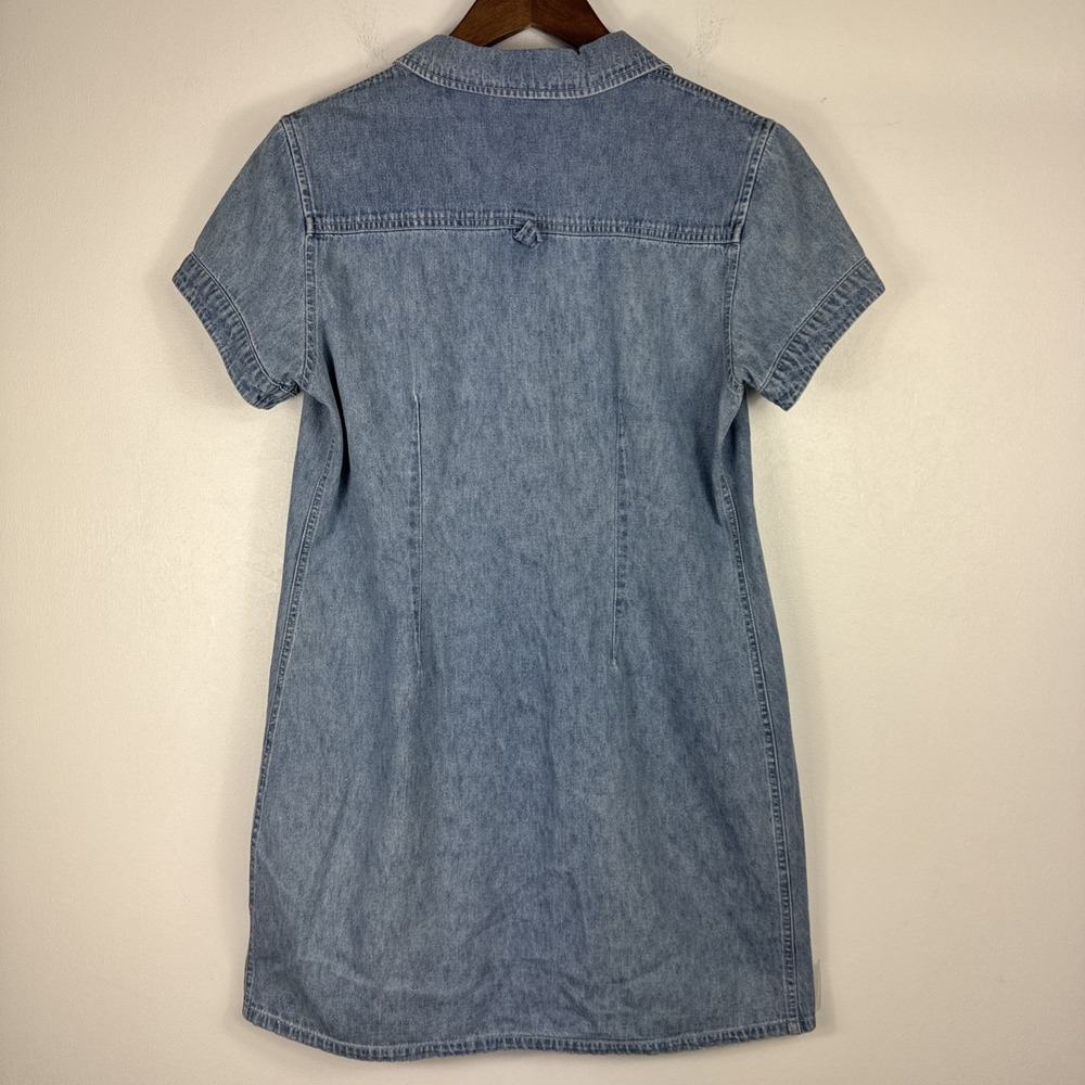 Vintage Faded Glory Denim Dress Womens 10 Button Front Short Sleeve Cottage 00s‎ - Picture 4 of 10